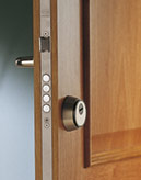 Three-point key lock for security door